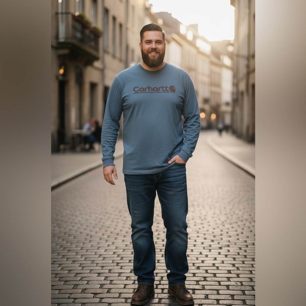 Carhartt Relaxed-Fit Heavyweight Logo Graphic Long-Sleeve T-Shirt. Like New.